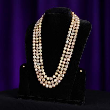 Manci Pearls three-strand lavender sea pearl necklace, 10–11 mm pearls, view 4