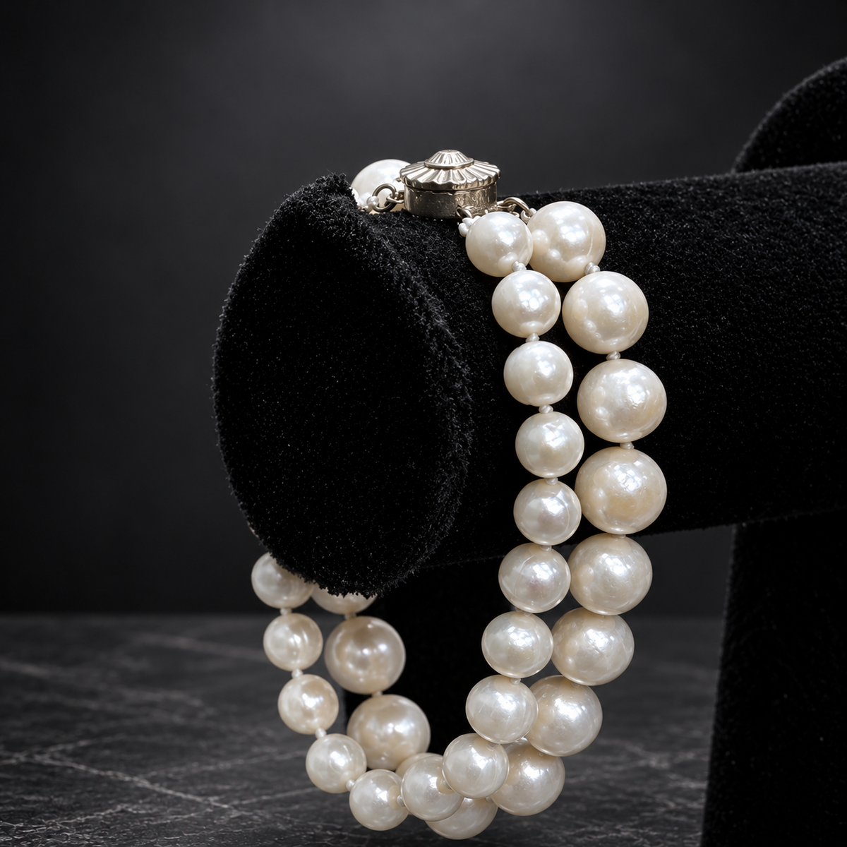 Premium 2 Layer Sea Pearl Necklace, 8 mm and 11 mm, 22 inches — view 4
