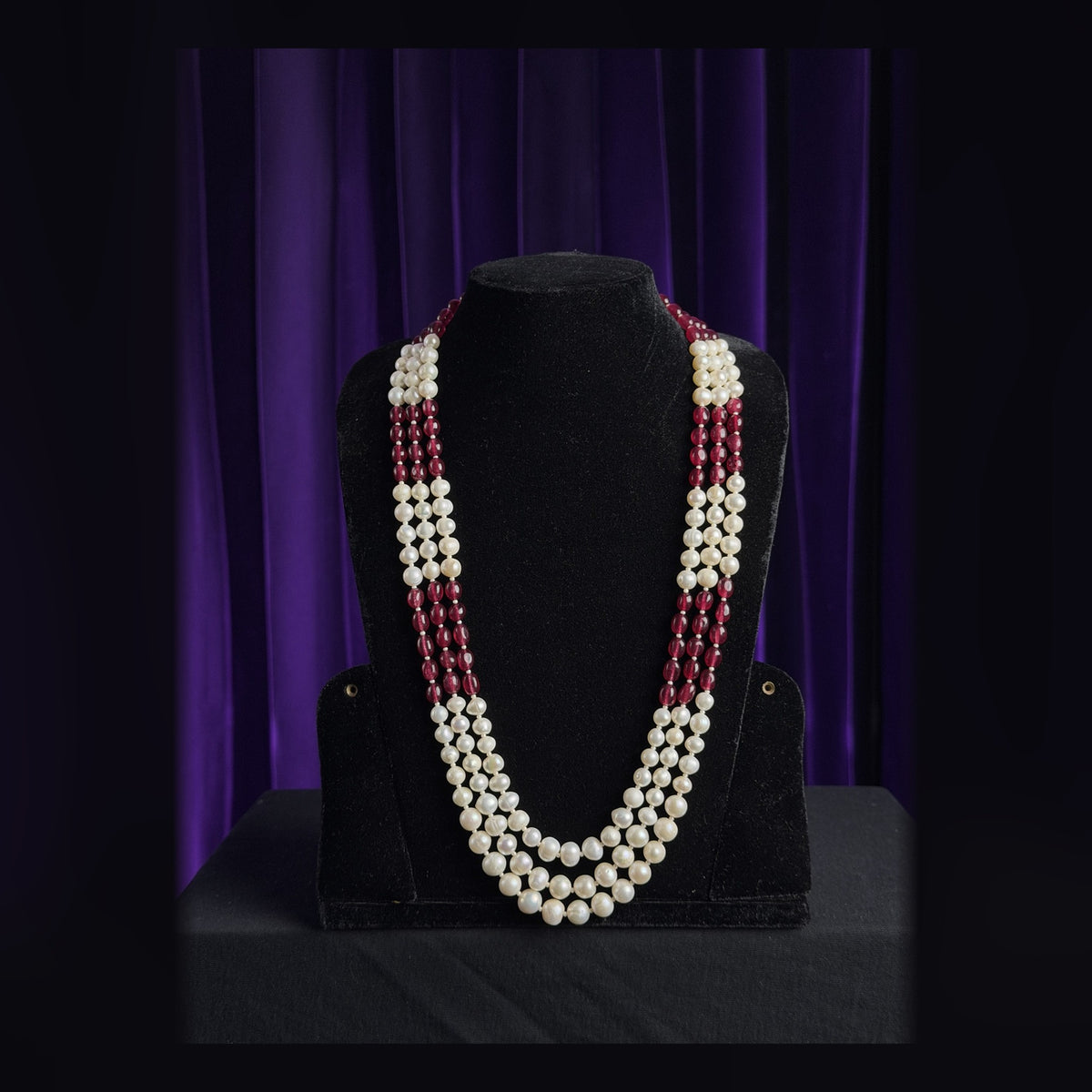 Manci Pearls 3-layer sea pearl necklace, 10 mm pearls, 28 inches — view 1