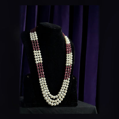 Manci Pearls 3-layer sea pearl necklace, 10 mm pearls, 28 inches — view 2